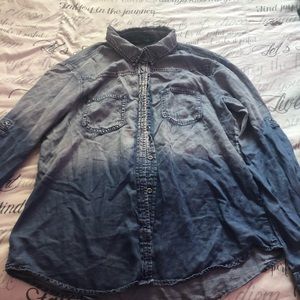 Cotton blue jean look button down